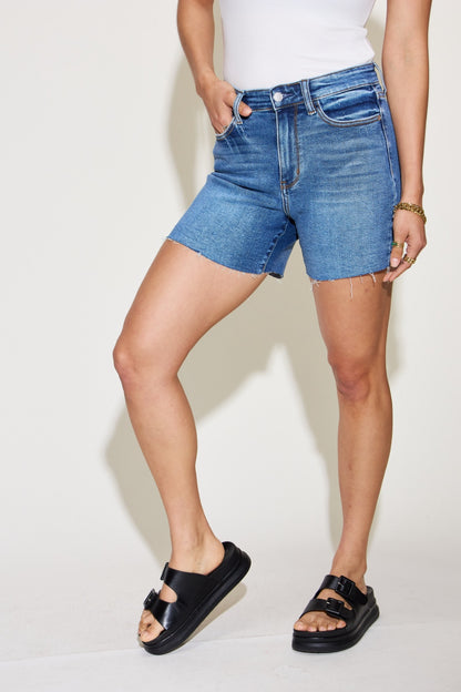 Judy Blue Full Size High Waist Slim Denim Shorts - Free Shipping - aurelia-clothing-8955
