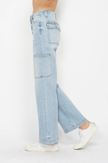 Judy Blue Full Size High Waist Straight Cargo Jeans - Free Shipping - aurelia-clothing-8955