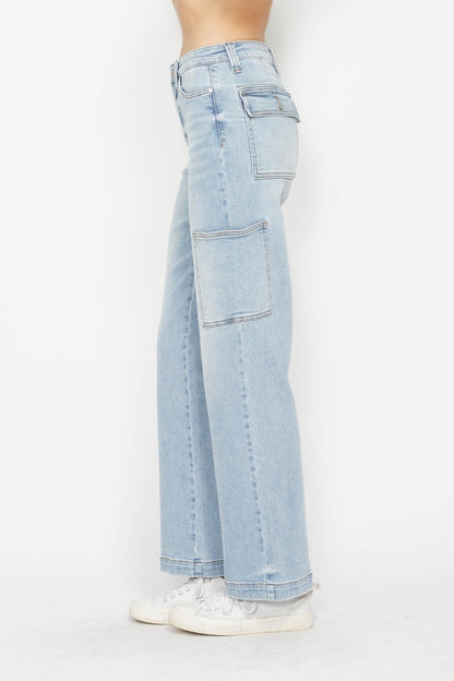 Judy Blue Full Size High Waist Straight Cargo Jeans - Free Shipping - aurelia-clothing-8955