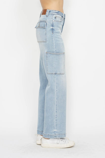 Judy Blue Full Size High Waist Straight Cargo Jeans - Free Shipping - aurelia-clothing-8955