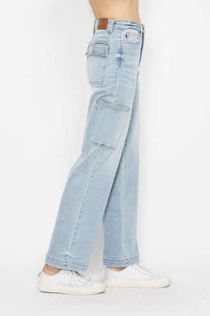 Judy Blue Full Size High Waist Straight Cargo Jeans - Free Shipping - aurelia-clothing-8955