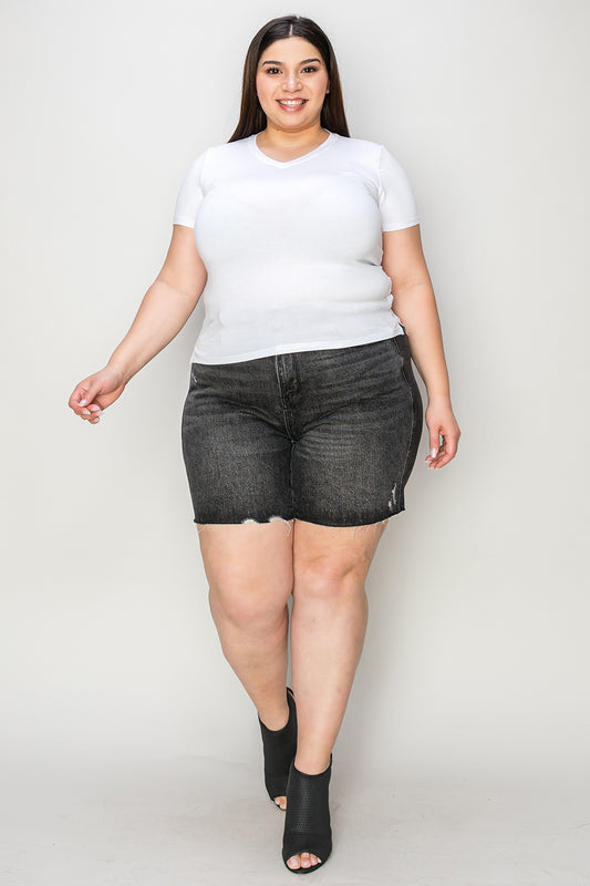 Judy Blue Full Size Hig h Waist Tummy Control Denim Shorts- Free Shipping - aurelia-clothing-8955