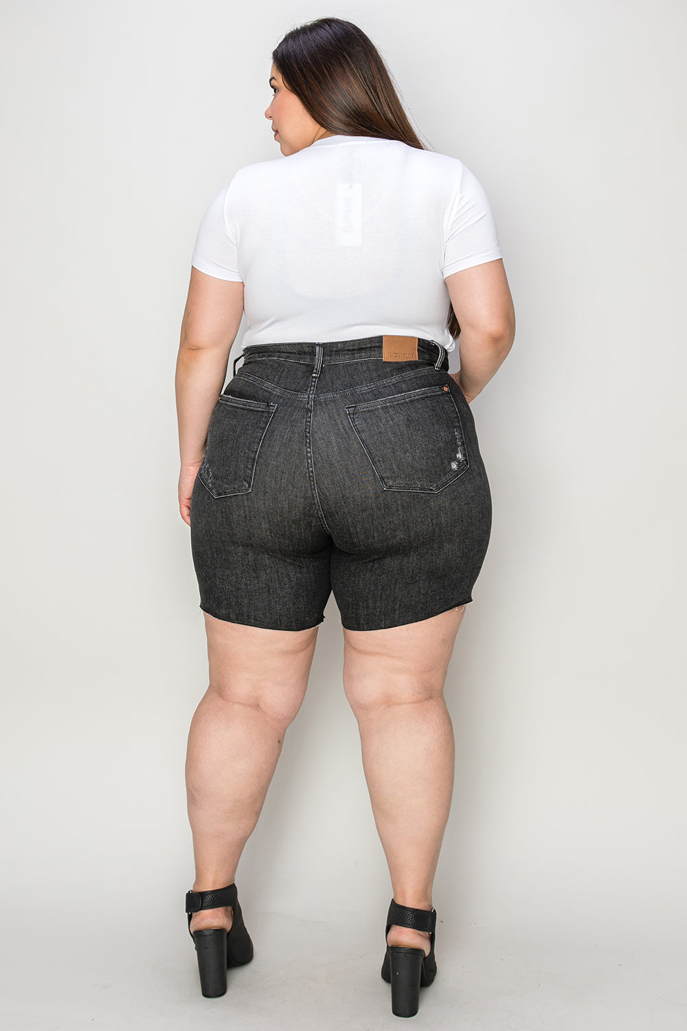 Judy Blue Full Size Hig h Waist Tummy Control Denim Shorts- Free Shipping - aurelia-clothing-8955