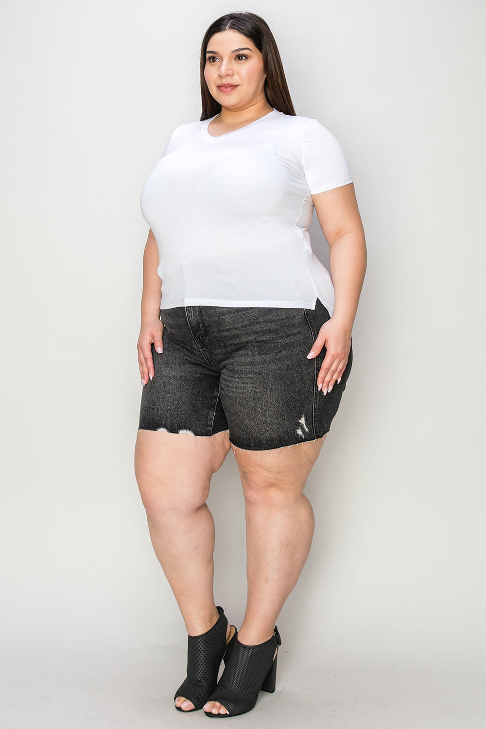 Judy Blue Full Size Hig h Waist Tummy Control Denim Shorts- Free Shipping - aurelia-clothing-8955