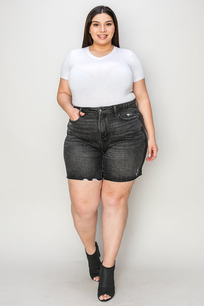 Judy Blue Full Size Hig h Waist Tummy Control Denim Shorts- Free Shipping - aurelia-clothing-8955