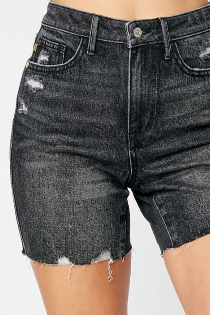 Judy Blue Full Size Hig h Waist Tummy Control Denim Shorts- Free Shipping - aurelia-clothing-8955