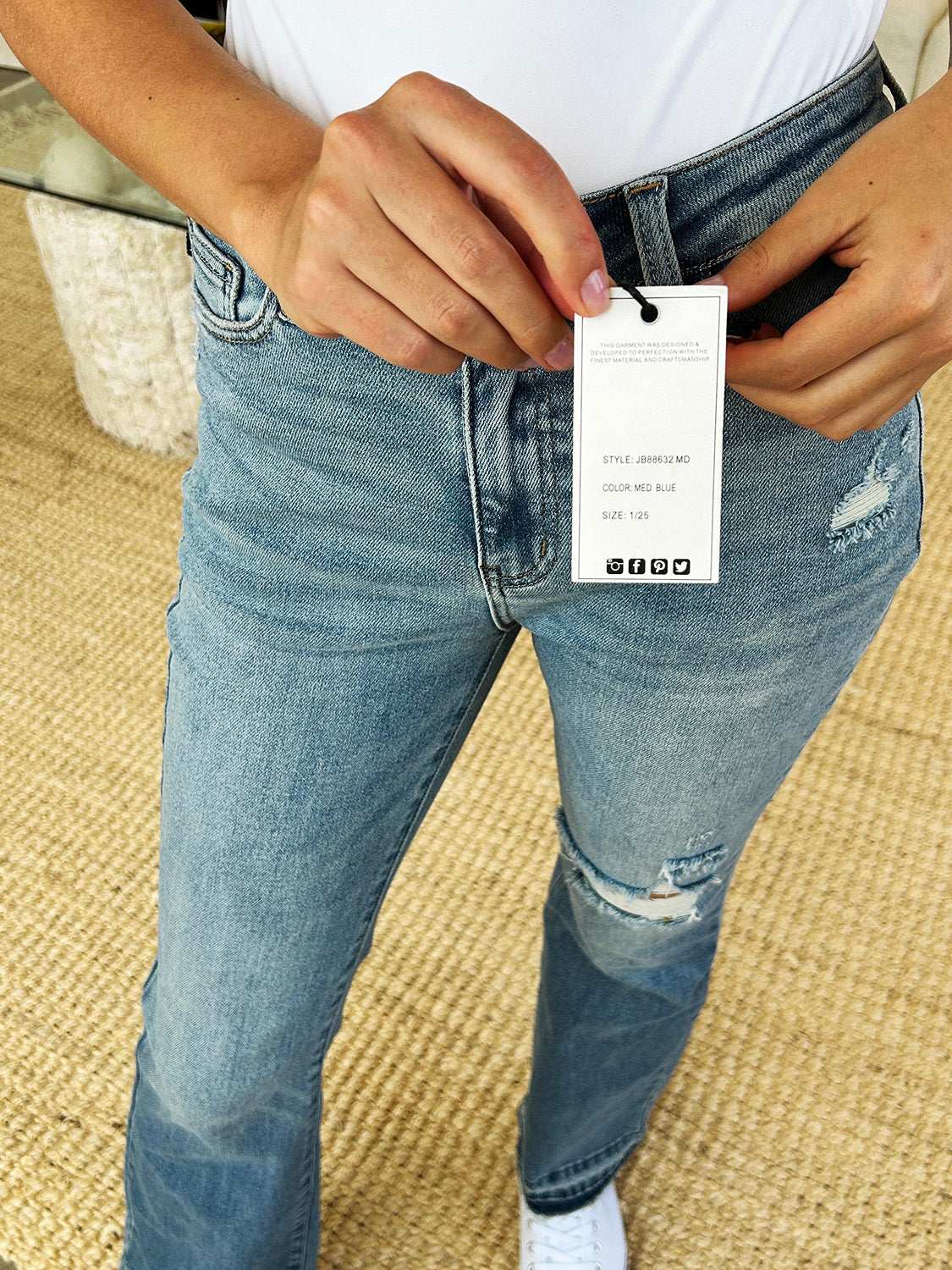 Judy Blue Full Size Mid Rise Destroyed Hem Distressed Jeans - Free Shipping - Aurelia Clothing