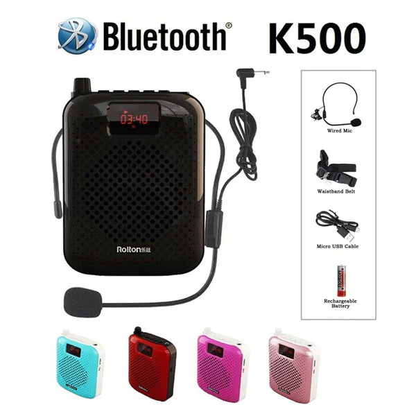 K500 Microphone Bluetooth Loudspeaker Portable Auto Pairing USB Charging Voice Amplifier Megaphone Speaker For Teaching - Free Shipping - aurelia-clothing-8955