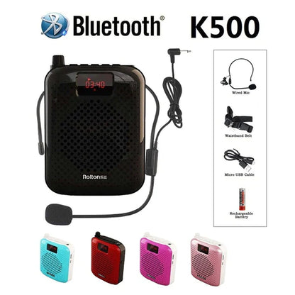 K500 Microphone Bluetooth Loudspeaker Portable Auto Pairing USB Charging Voice Amplifier Megaphone Speaker For Teaching - Free Shipping - aurelia-clothing-8955