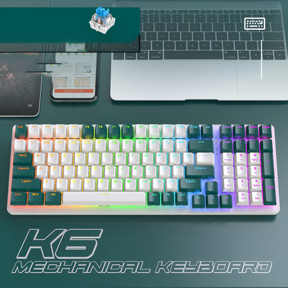 K6 Mechanical Keyboard Wireless 5.0 BT 2.4 Ghz Wired Three Modes Backlit Bluetooth Gamer Keyboard 100 Keys Keycaps Pc Gamer - Free Shipping - aurelia-clothing-8955