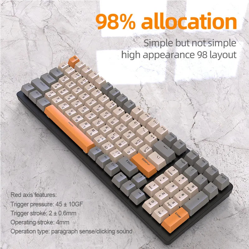 K6 Mechanical Keyboard Wireless 5.0 BT 2.4 Ghz Wired Three Modes Backlit Bluetooth Gamer Keyboard 100 Keys Keycaps Pc Gamer - Free Shipping - aurelia-clothing-8955
