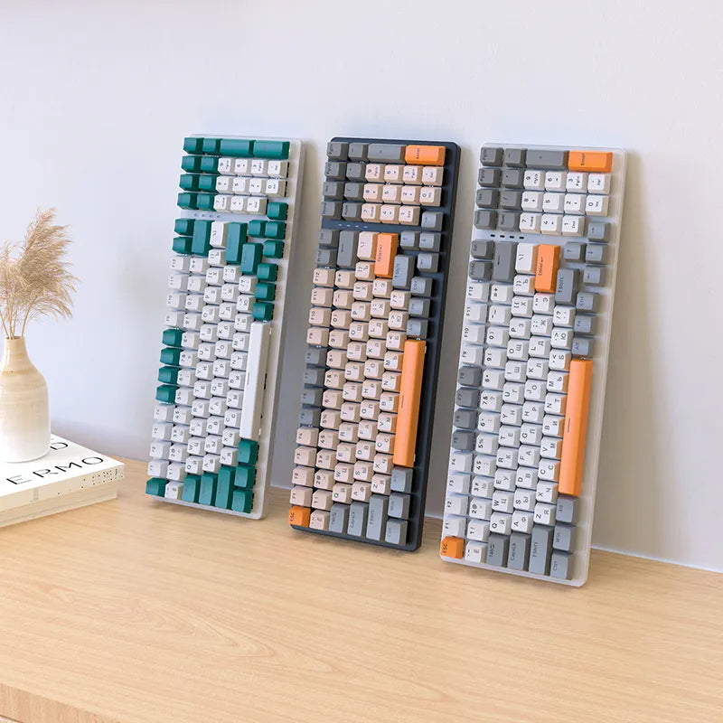 K6 Mechanical Keyboard Wireless 5.0 BT 2.4 Ghz Wired Three Modes Backlit Bluetooth Gamer Keyboard 100 Keys Keycaps Pc Gamer - Free Shipping - aurelia-clothing-8955