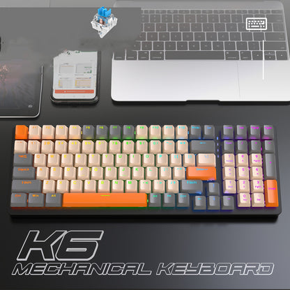 K6 Mechanical Keyboard Wireless 5.0 BT 2.4 Ghz Wired Three Modes Backlit Bluetooth Gamer Keyboard 100 Keys Keycaps Pc Gamer - Free Shipping - aurelia-clothing-8955