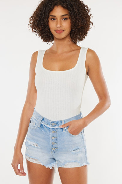 Kancan Distressed Button Fly Denim Shorts - aurelia-clothing-8955