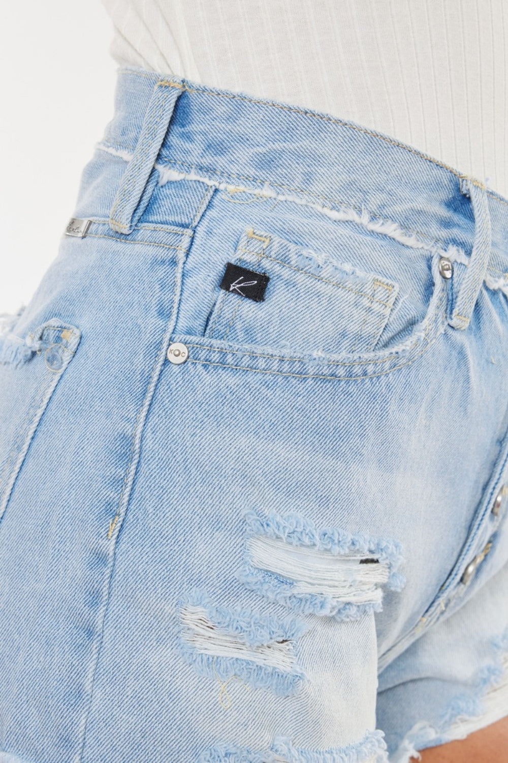 Kancan Distressed Button Fly Denim Shorts - aurelia-clothing-8955