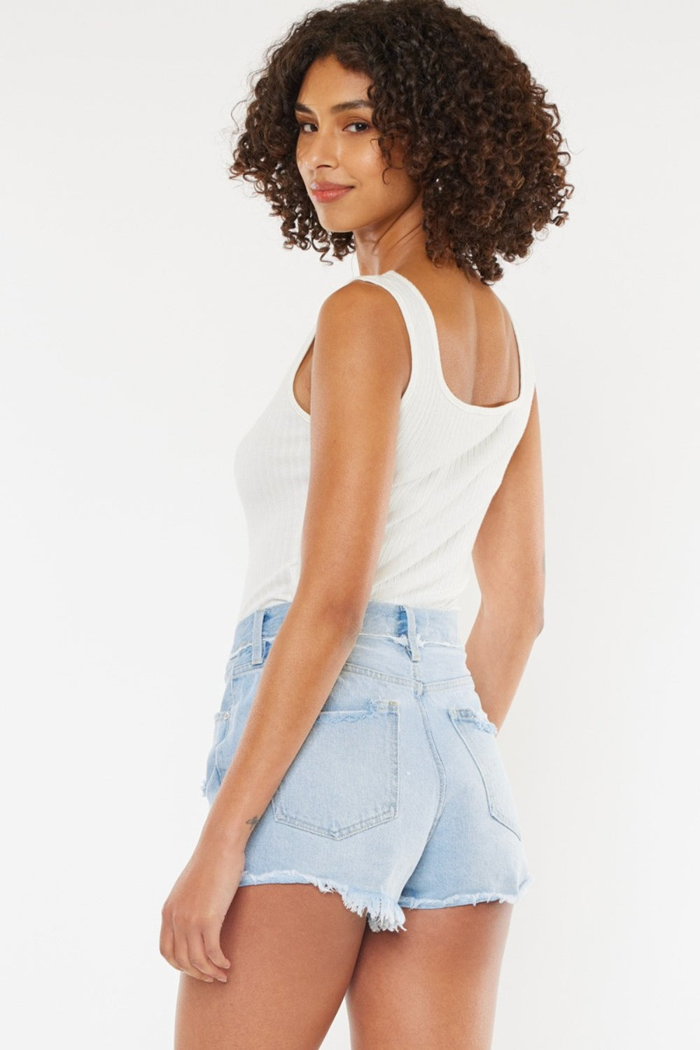 Kancan Distressed Button Fly Denim Shorts - aurelia-clothing-8955