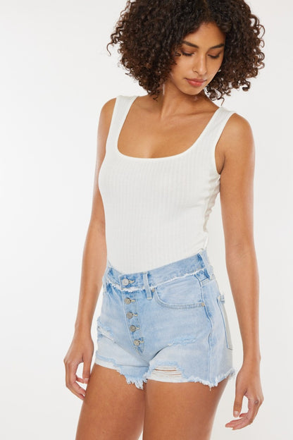 Kancan Distressed Button Fly Denim Shorts - aurelia-clothing-8955