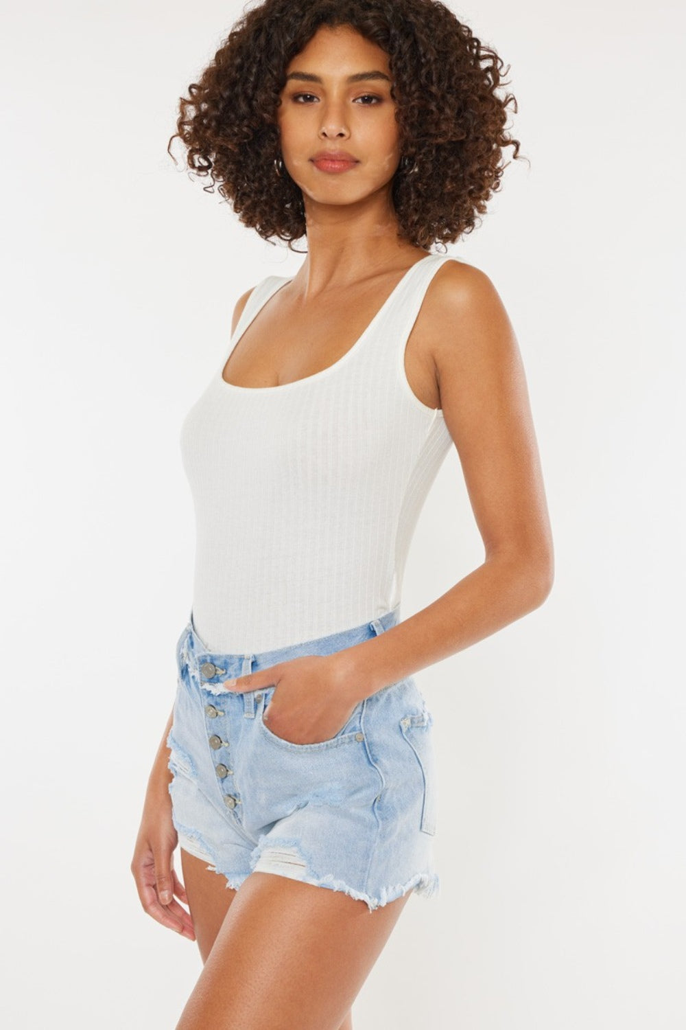 Kancan Distressed Button Fly Denim Shorts - aurelia-clothing-8955