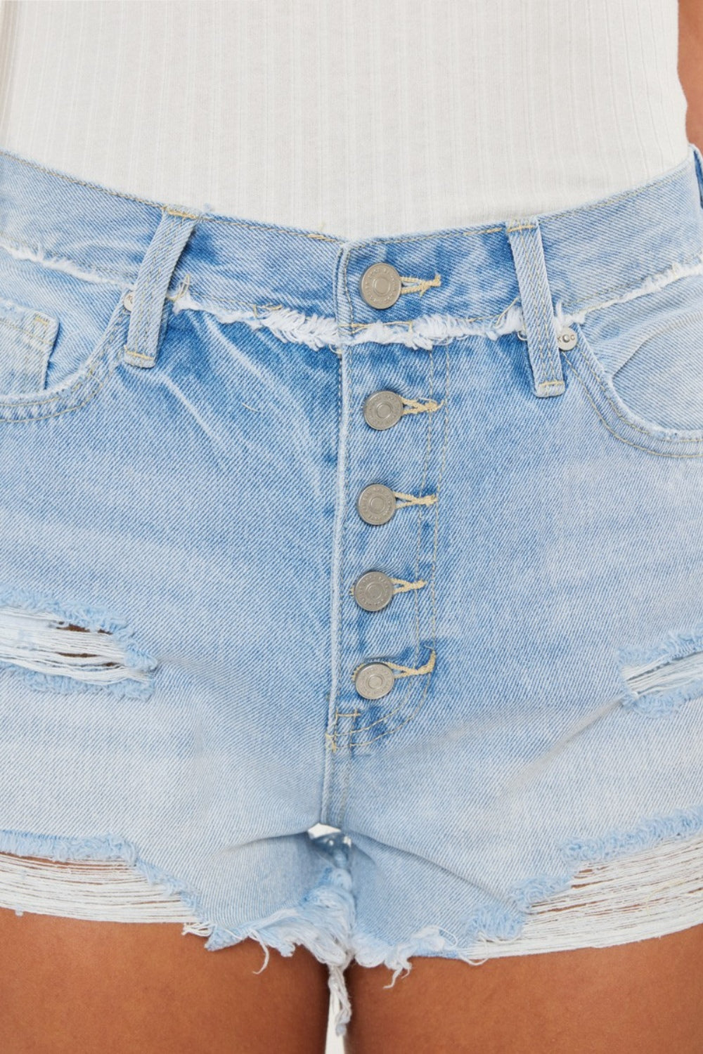 Kancan Distressed Button Fly Denim Shorts - aurelia-clothing-8955