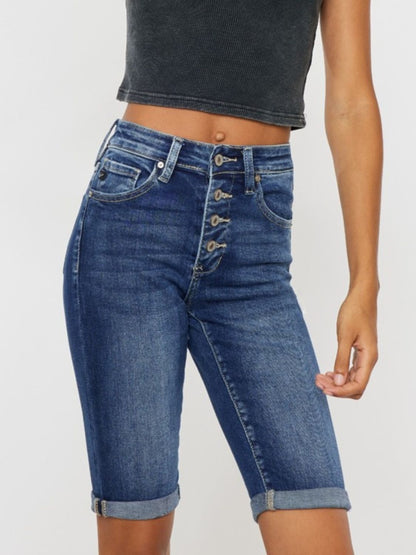 Kancan Full Size Cats Whiskers Button Fly Denim Shorts - aurelia-clothing-8955