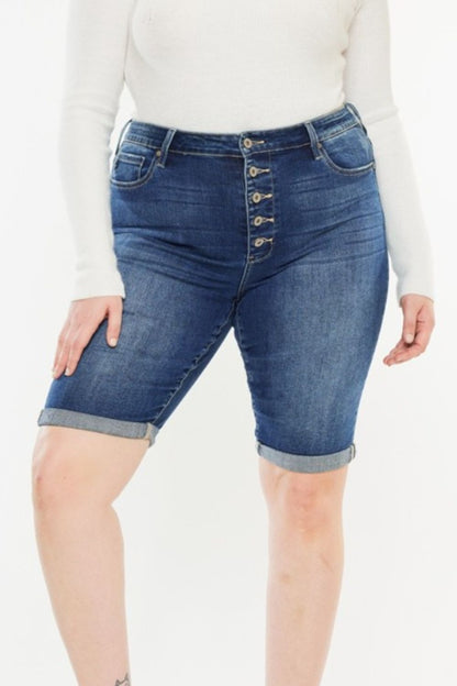 Kancan Full Size Cats Whiskers Button Fly Denim Shorts - aurelia-clothing-8955