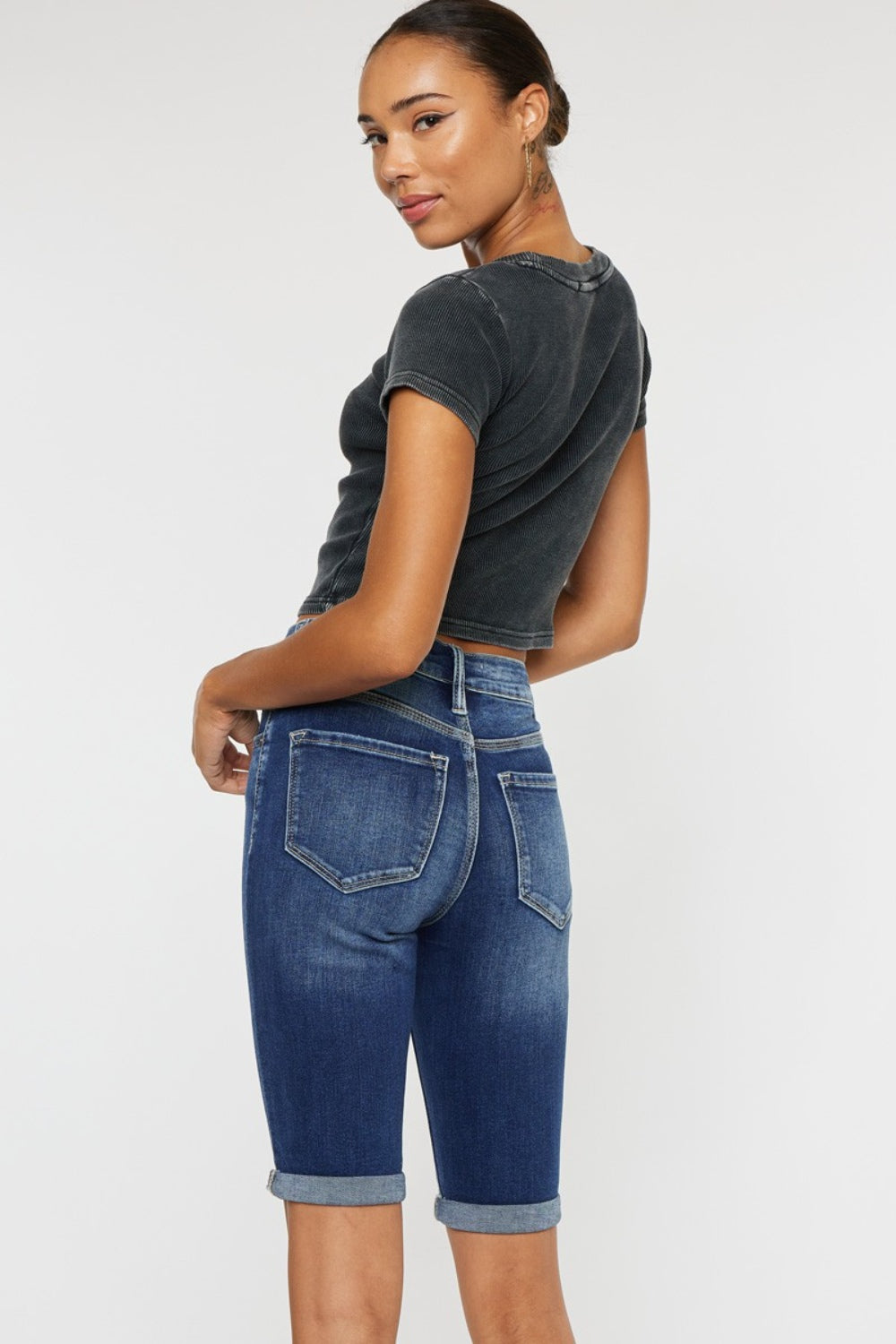 Kancan Full Size Cats Whiskers Button Fly Denim Shorts - aurelia-clothing-8955