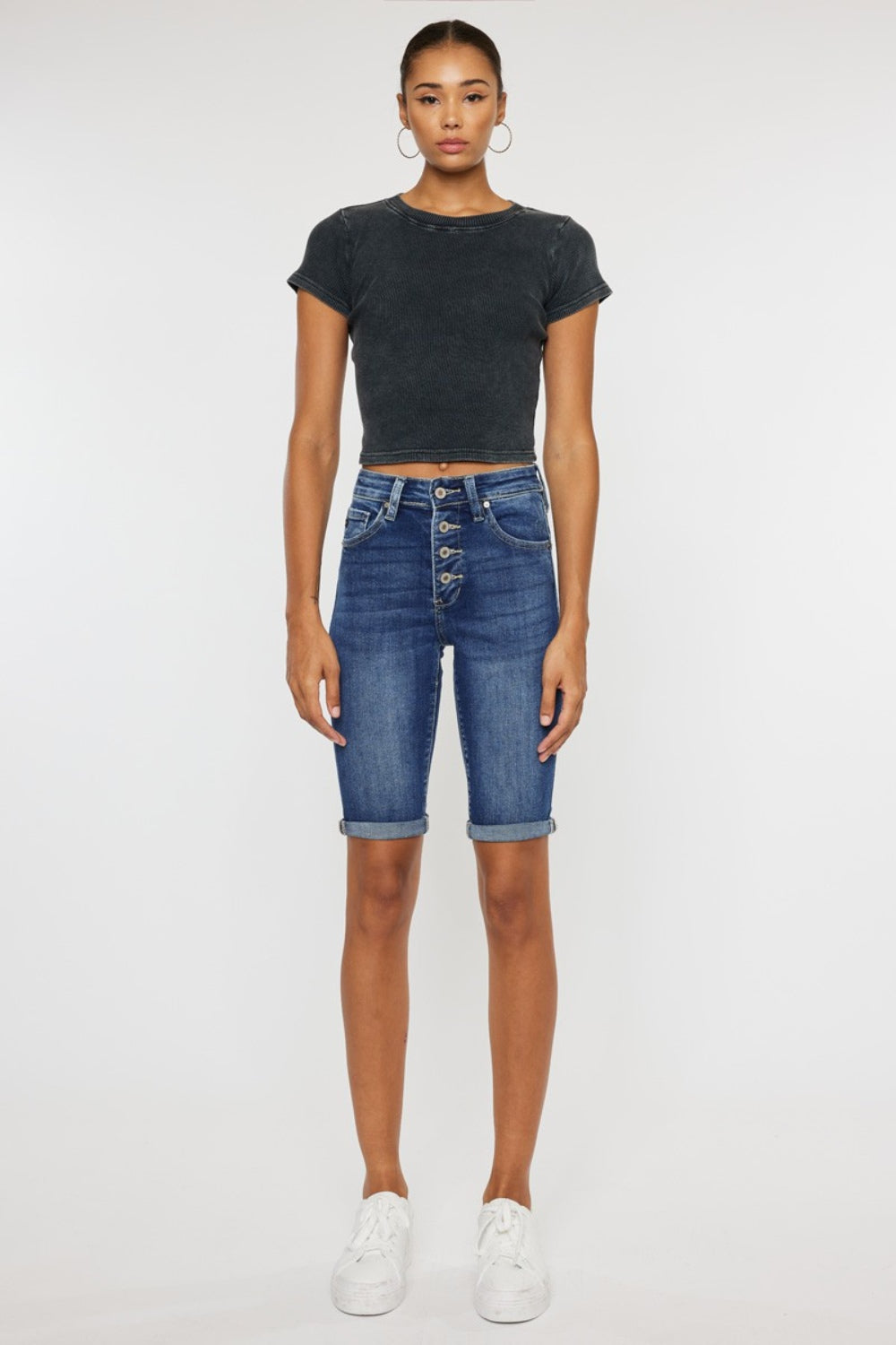 Kancan Full Size Cats Whiskers Button Fly Denim Shorts - aurelia-clothing-8955