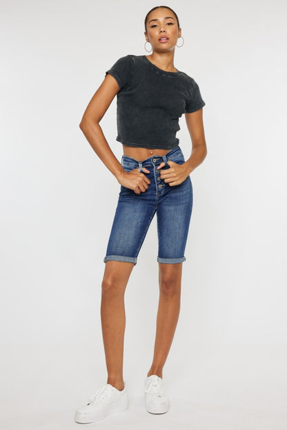 Kancan Full Size Cats Whiskers Button Fly Denim Shorts - aurelia-clothing-8955