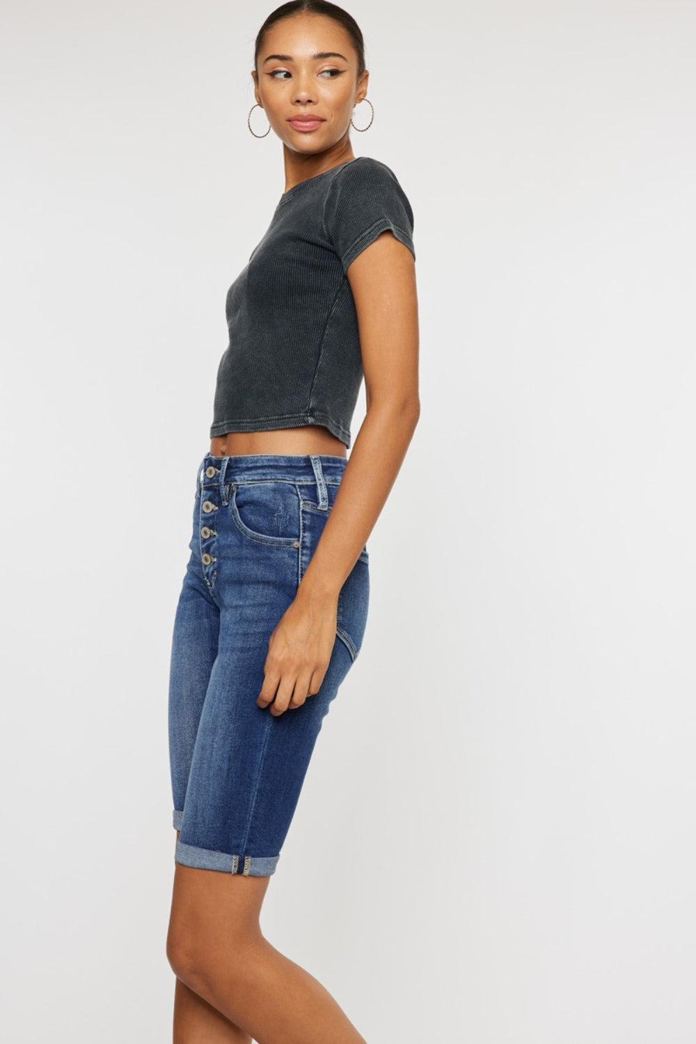 Kancan Full Size Cats Whiskers Button Fly Denim Shorts - aurelia-clothing-8955