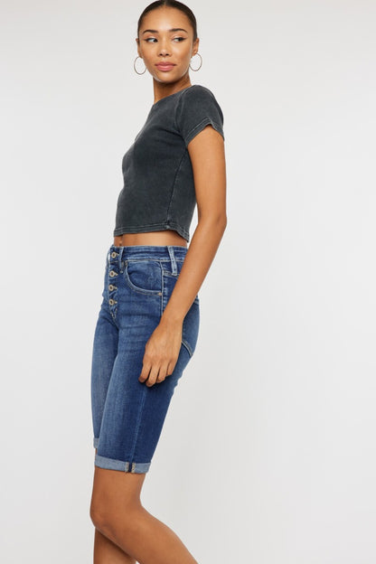 Kancan Full Size Cats Whiskers Button Fly Denim Shorts - aurelia-clothing-8955