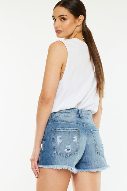 Kancan Full Size High Rise Raw Hem Denim Shorts - aurelia-clothing-8955