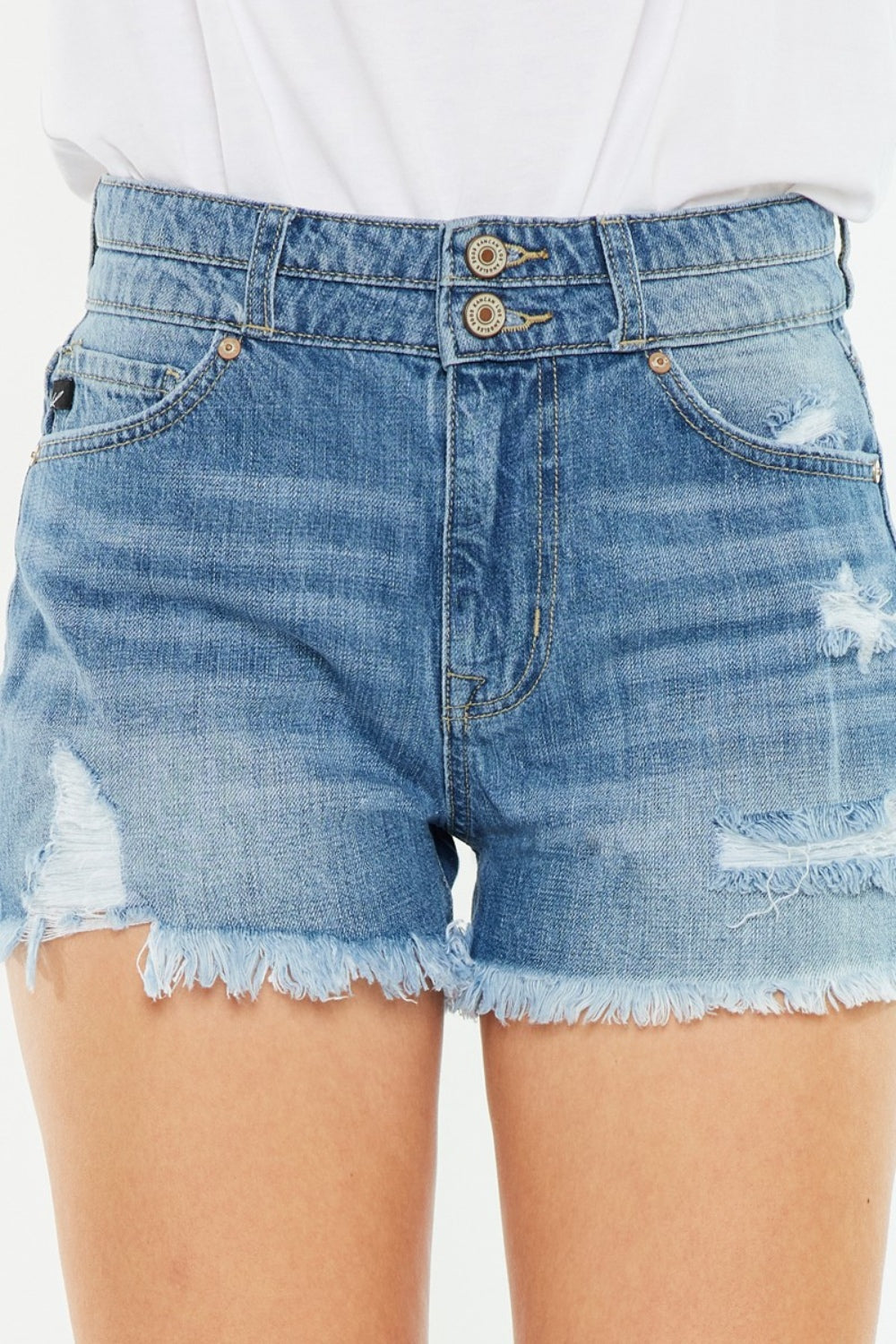 Kancan Full Size High Rise Raw Hem Denim Shorts - aurelia-clothing-8955