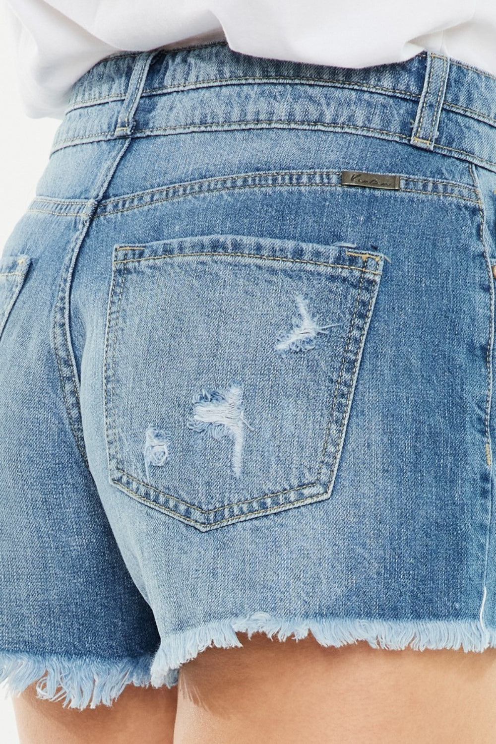 Kancan Full Size High Rise Raw Hem Denim Shorts - aurelia-clothing-8955