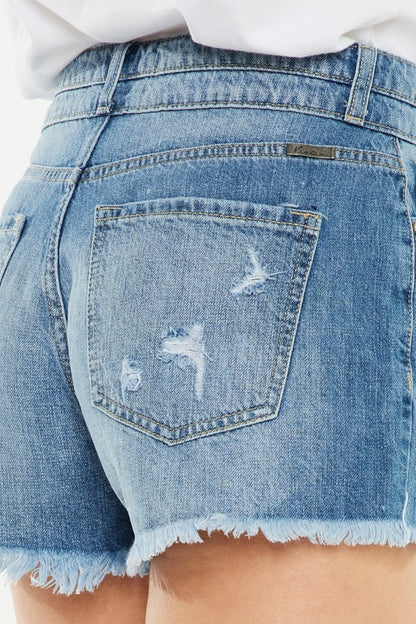Kancan Full Size High Rise Raw Hem Denim Shorts - aurelia-clothing-8955