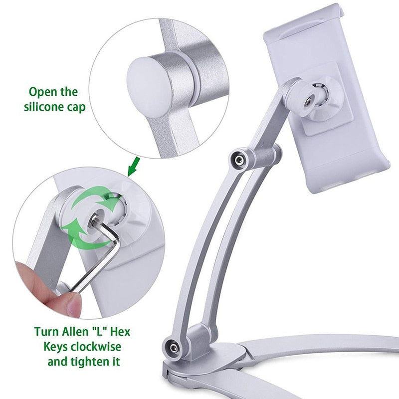 Kitchen Tablet Stand Wall Desk Tablet Mount Stand Fit For 5-10.5 inch Width Tablet  Metal Bracket Smartphones Holders - Free Shipping - aurelia-clothing-8955
