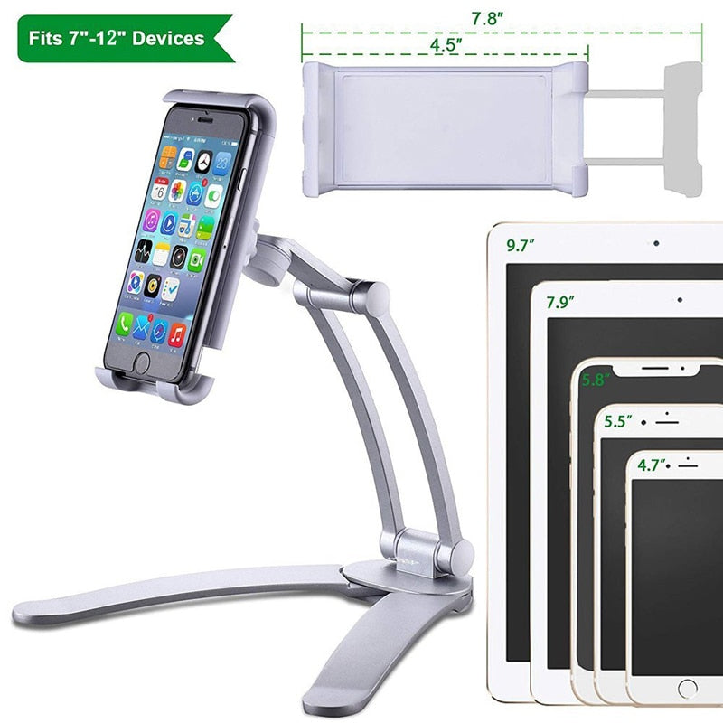 Kitchen Tablet Stand Wall Desk Tablet Mount Stand Fit For 5-10.5 inch Width Tablet  Metal Bracket Smartphones Holders - Free Shipping - aurelia-clothing-8955