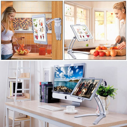 Kitchen Tablet Stand Wall Desk Tablet Mount Stand Fit For 5-10.5 inch Width Tablet  Metal Bracket Smartphones Holders - Free Shipping - aurelia-clothing-8955