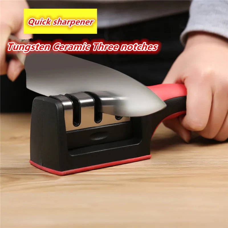 Knife Sharpener Quick Sharpener Professional 3 Stages Sharpener Knife Grinder Non-Slip Silicone Rubber - Free Shipping - aurelia-clothing-8955