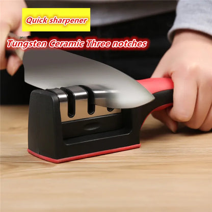 Knife Sharpener Quick Sharpener Professional 3 Stages Sharpener Knife Grinder Non-Slip Silicone Rubber - Free Shipping - aurelia-clothing-8955