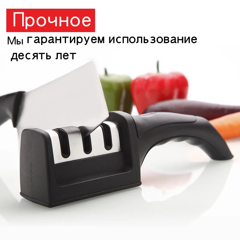 Knife Sharpener Quick Sharpener Professional 3 Stages Sharpener Knife Grinder Non-Slip Silicone Rubber - Free Shipping - aurelia-clothing-8955