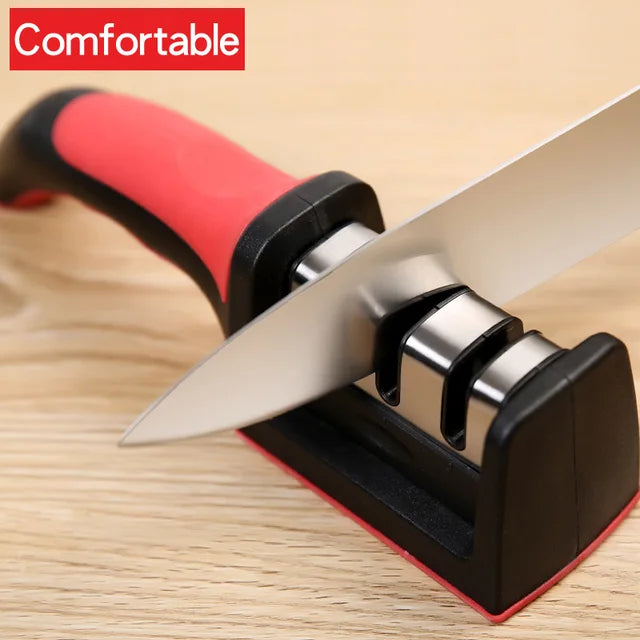Knife Sharpener Quick Sharpener Professional 3 Stages Sharpener Knife Grinder Non-Slip Silicone Rubber - Free Shipping - aurelia-clothing-8955