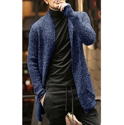 Knitted Cardigan Sweater Men Autumn Mens Long Sweater Jacket Casual Slim Fit Trench Knitwear Sweaters Streetwear Tops Gray - Free Shipping - aurelia-clothing-8955
