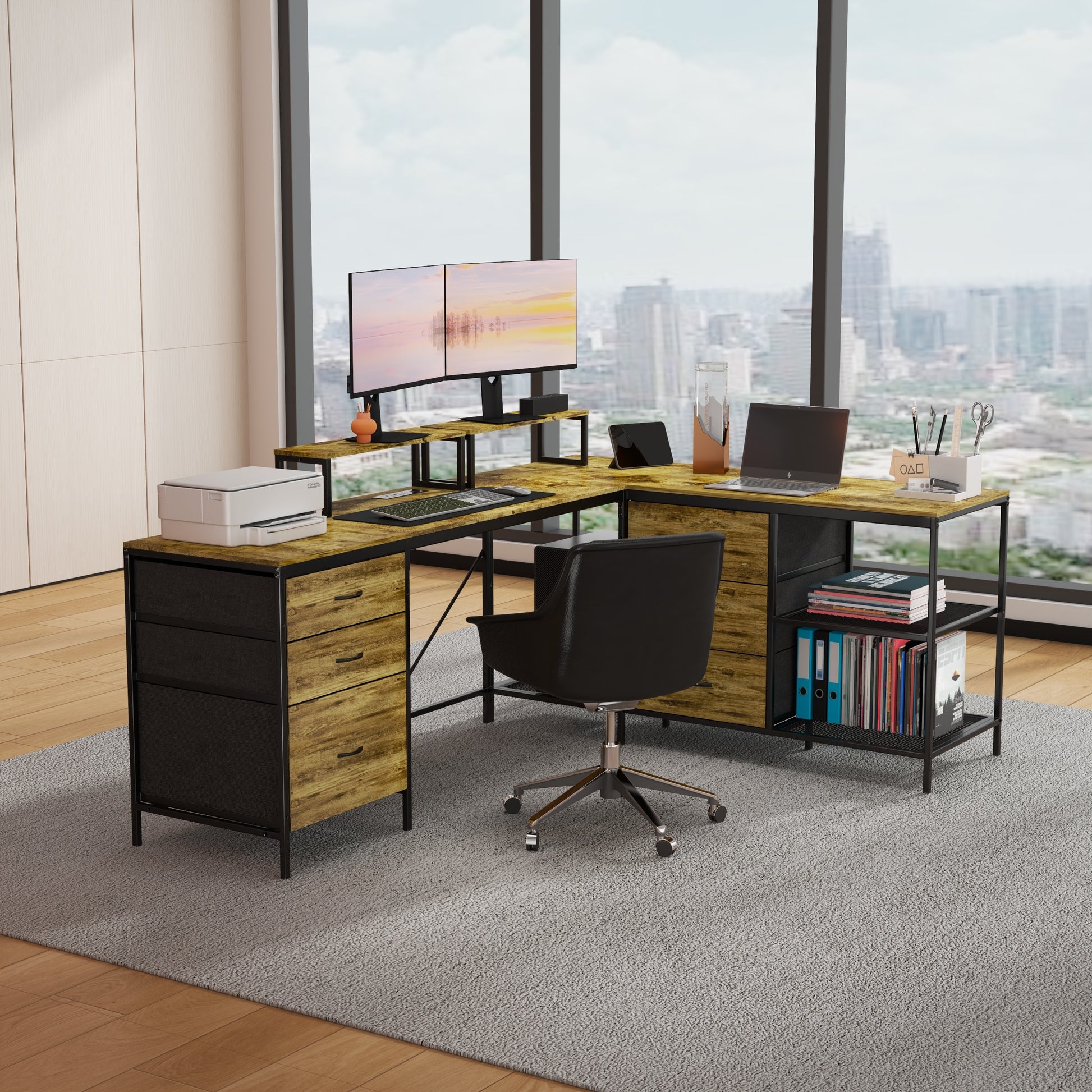 L-Shaped Computer Desk with Power Outlets & USB-C-Free Shipping - aurelia-clothing-8955