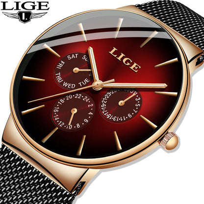 LIGE Mesh Strap Quartz Mens Watch - Free Shipping - aurelia-clothing-8955