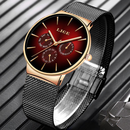 LIGE Mesh Strap Quartz Mens Watch - Free Shipping - aurelia-clothing-8955