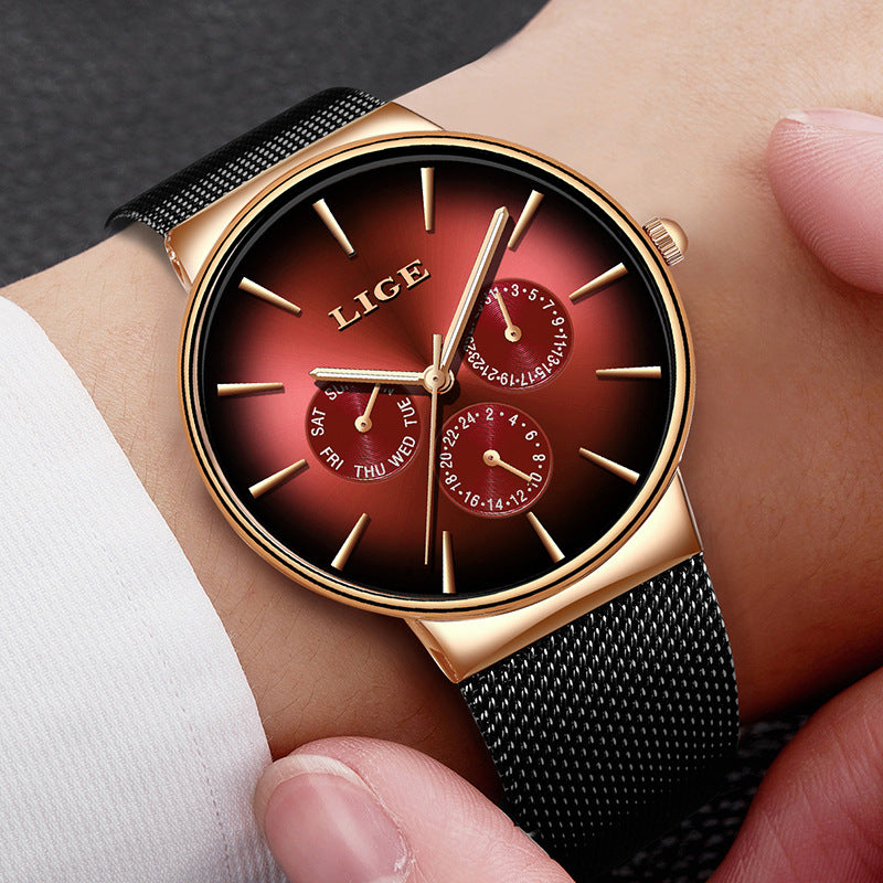 LIGE Mesh Strap Quartz Mens Watch - Free Shipping - aurelia-clothing-8955