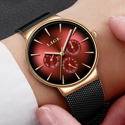 LIGE Mesh Strap Quartz Mens Watch - Free Shipping - aurelia-clothing-8955