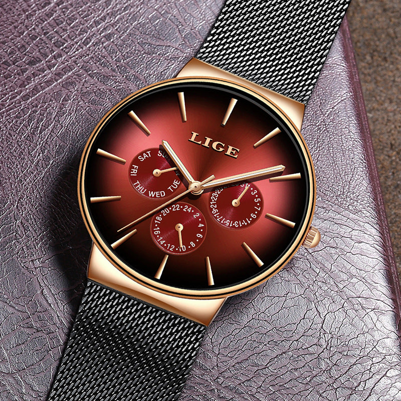 LIGE Mesh Strap Quartz Mens Watch - Free Shipping - aurelia-clothing-8955