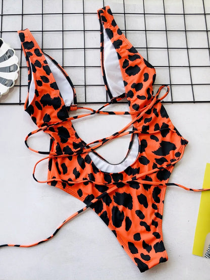 Lace-Up Backless Plunge One-Piece-Free Shipping - aurelia-clothing-8955