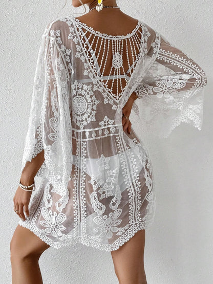 Lace Round Neck Cover-Up - aurelia-clothing-8955